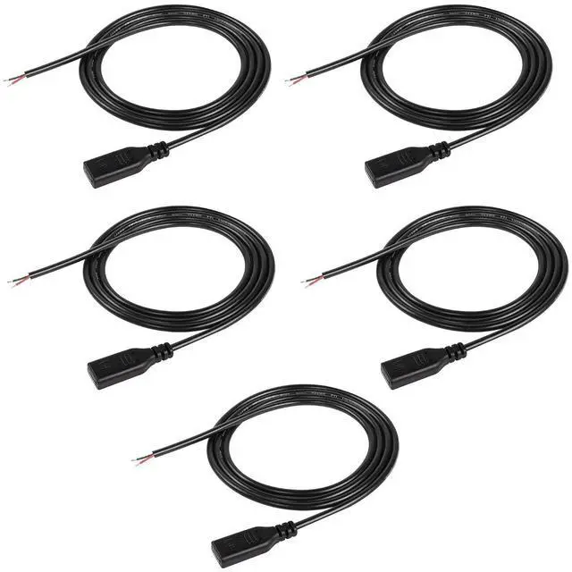 Main image of USB Type-C Pigtail Cable Extension Power Cable 22AWG 5V 3A USB-C Plug to 2 Pin Bare Wire Open End Connector for DIY - 1M/3.2FT 5PCS (Type C Female)