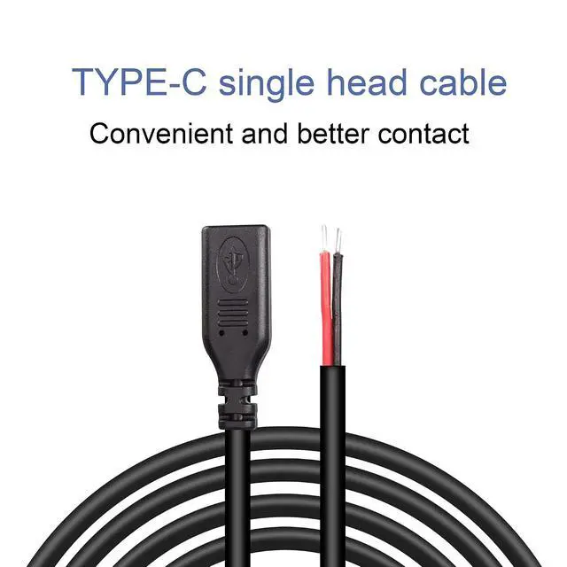 Alt view image 5 of 7 - USB Type-C Pigtail Cable Extension Power Cable 22AWG 5V 3A USB-C Plug to 2 Pin Bare Wire Open End Connector for DIY - 1M/3.2FT 5PCS (Type C Female)