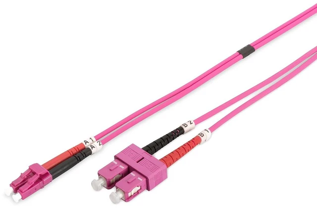 Main image of DIGITUS LWL Patch Cable OM4-10 m LC to SC Fiber Optic Cable - LSZH - Duplex Multimode 50/125µ - 10 GBit/s - Purple