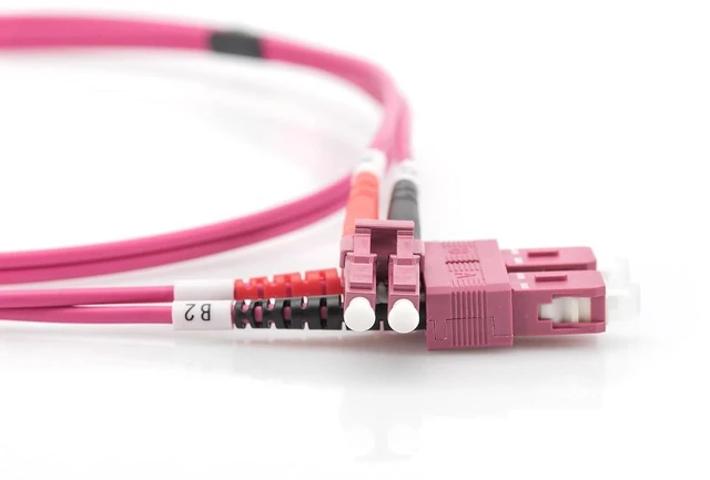 Alt view image 2 of 5 - DIGITUS LWL Patch Cable OM4-10 m LC to SC Fiber Optic Cable - LSZH - Duplex Multimode 50/125µ - 10 GBit/s - Purple