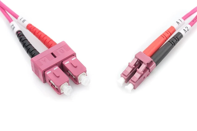 Alt view image 4 of 5 - DIGITUS LWL Patch Cable OM4-10 m LC to SC Fiber Optic Cable - LSZH - Duplex Multimode 50/125µ - 10 GBit/s - Purple