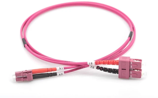 Alt view image 3 of 5 - DIGITUS LWL Patch Cable OM4-10 m LC to SC Fiber Optic Cable - LSZH - Duplex Multimode 50/125µ - 10 GBit/s - Purple