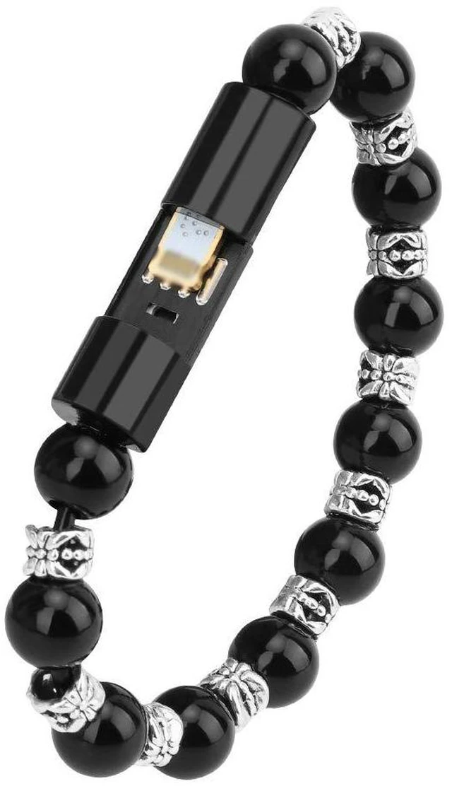 Main image of Charging Bracelets Cable Charger Cord Fashion Prayer Beads Wrist Line Black (for Apple)