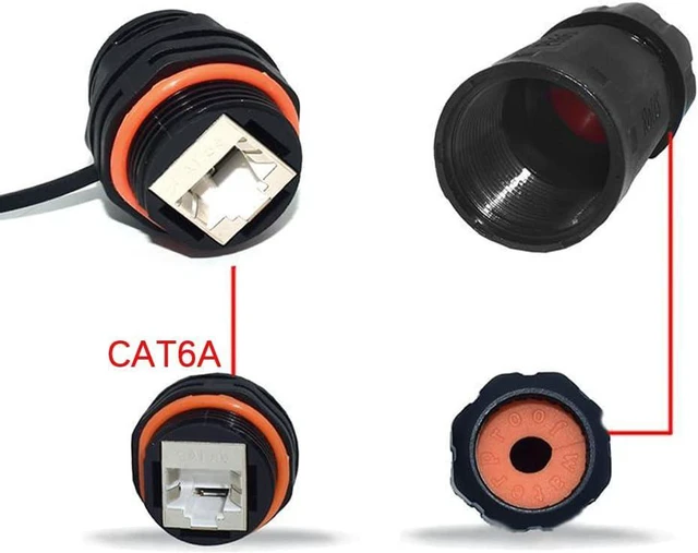 Alt view image 4 of 6 - 5PCS Shielded RJ45 CAT6A Waterproof Panel Mount Connector IP68 Cat5/5e/6 8P8C Ethernet LAN Cable Coupler Female to Female Outdoor Network Adapter
