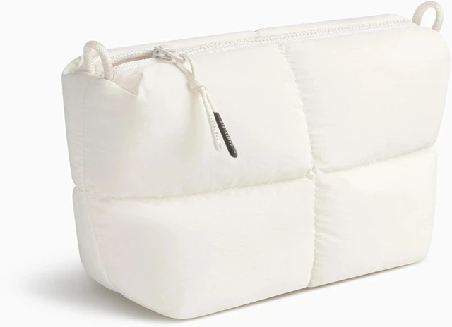 Alt view image 3 of 6 - Comfyable Puffy Electronics Organizer Travel Case, Cute Tech Pouch for Women Men, Cable Storage Bag for Charger, Phone, Power Bank, Cord, Compact Tech Accessories Pouch, Rice
