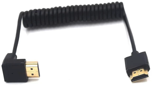 Alt view image 2 of 4 - 3.9ft HDMI 4K Coiled Cable, HDMI 2.0 Version HD High Speed Cable, 90 Degree Down Angle HDMI Male to HDMI Male Adapter Spring Spiral Cord, 4k 60HZ (Down Angle)