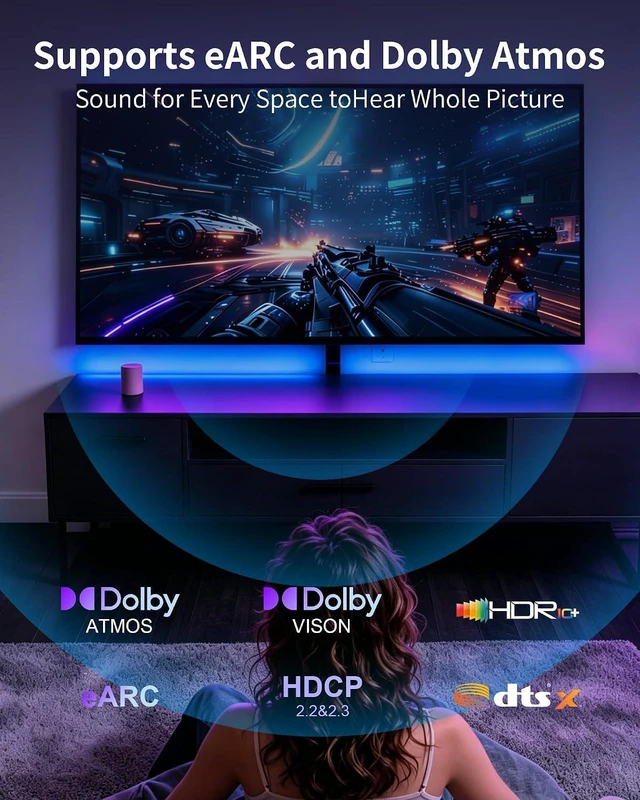 Alt view image 5 of 7 - Fiber Optic HDMI Cable 50ft, 8K Long Active HDMI 2.1 Cable 48Gbps Ultra High Speed Braided 8K@60Hz 4K@120Hz, Dynamic HDR, eARC, HDCP 2.2&2.3, 3D, for Laptop, PC, PS5, Xbox, HDTV, Projectorr, Monitor