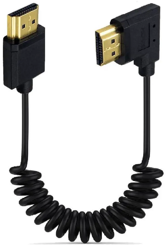 Main image of 3.9ft HDMI 4K Coiled Cable, HDMI 2.0 Version HD High Speed Cable, 90 Degree Right Angle HDMI Male to HDMI Male Adapter Spring Spiral Cord, 4k 60HZ (Right Angle)
