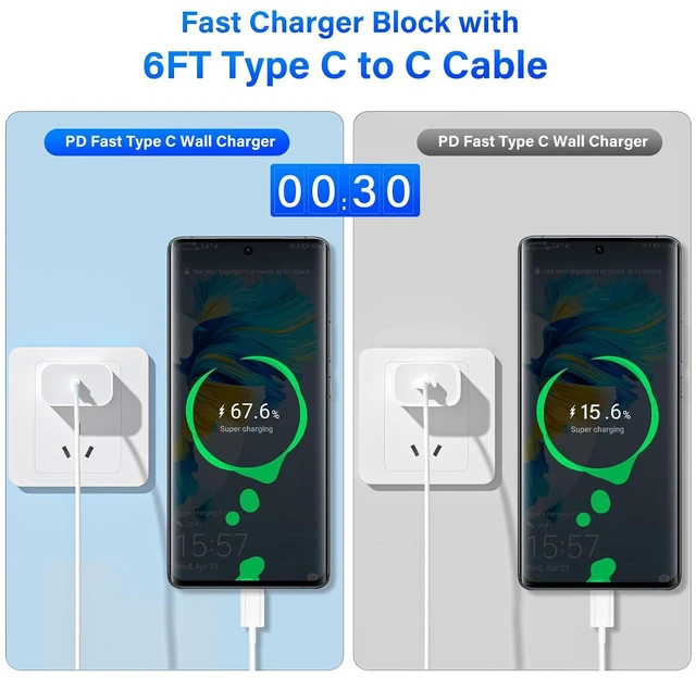 Alt view image 5 of 7 - 3 Pack USB C to USB C Charging Cable 60W,6 Feet Type C Fast Charging Cord Charger Compatible for Samsung Galaxy S23 S22 S21 S20 Ultra, Note 20 10, Google Pixel 2/3/4, MacBook Pro/Air, iPad Pro