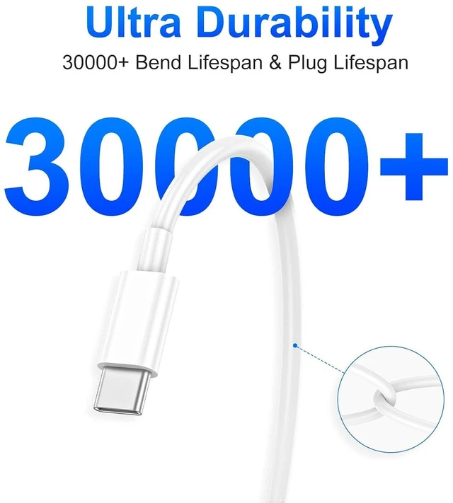 Alt view image 6 of 7 - 3 Pack USB C to USB C Charging Cable 60W,6 Feet Type C Fast Charging Cord Charger Compatible for Samsung Galaxy S23 S22 S21 S20 Ultra, Note 20 10, Google Pixel 2/3/4, MacBook Pro/Air, iPad Pro