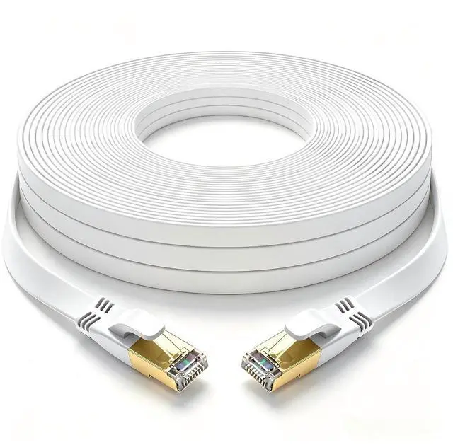 Main image of Cat 8 Ethernet Cable 100 FT, Outdoor&Indoor High Speed Heavy Duty Network LAN Internet Cable,SFTP Gold Plated RJ45 40Gbps 2000Mhz Patch Cord, for Modem/Router/Gaming,Faster Than Cat7/Cat6/Cat5-White