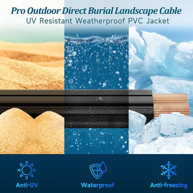 Alt view image 5 of 6 - 14/2 Low Voltage Landscape Wire - 50 Feet, 14 Gauge, 2 Conductor, UV Resistant, Direct Burial, Pro Landscape Lighting Cable