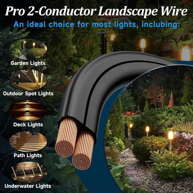 Alt view image 3 of 6 - 14/2 Low Voltage Landscape Wire - 50 Feet, 14 Gauge, 2 Conductor, UV Resistant, Direct Burial, Pro Landscape Lighting Cable