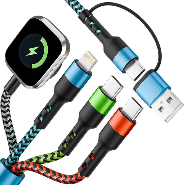 Main image of Travel Essentials,USB A/C 4 in 2 Multi Charging Cable for i Watch Charger/Type C Charger/IP Port,Portable Chargers for Multiple Devices 5FT