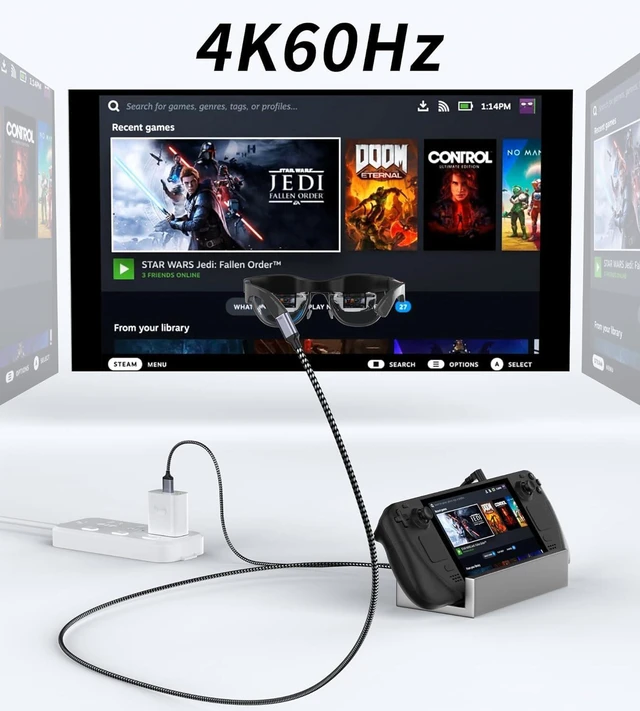 Alt view image 2 of 7 - HDMI to USB C Cable 4K60Hz 10FT, HDMI Source to USB C Monitor Display Adapter, Compatible with Xreal Air, Xreal One, Nreal, RayNeo,Rokid AR Glasses, Steam Deck Dock, PS5, Xbox, Portable Monitor