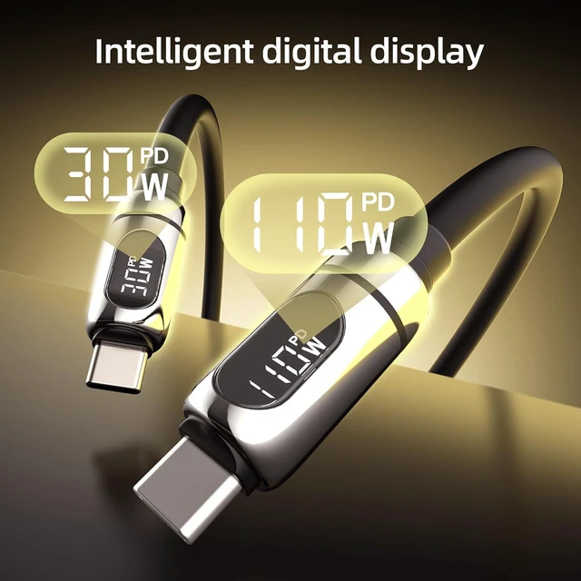 Alt view image 5 of 7 - MFish 4-in-1 Multi Charging Cable, USB C/USB A to USB C & Lightning Fast Charging Cord with LED Power Display, Liquid Silicone USB-C Cable for MacBook, Laptop, iPad, iPhone, Galaxy, 5FT Black