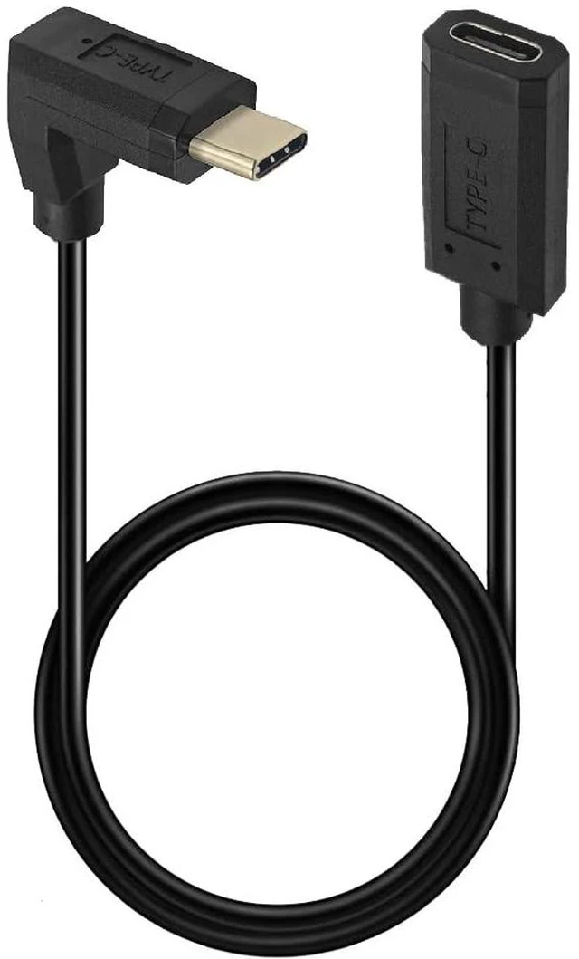 Main image of 2ft USB C to USB C Extension Cable, 90 Degree Angle Up& Down USB Type C Male to Female Sync Charging & Data Transfer Cord, 3A & 10Gbps (Up & Down-2ft)