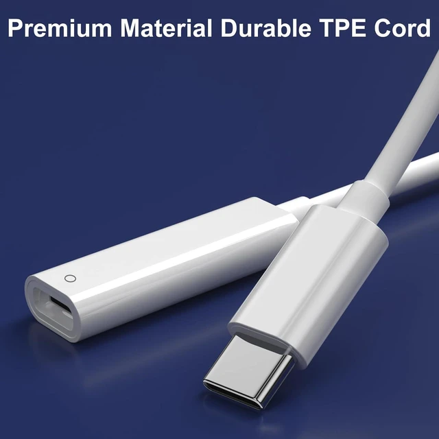 Alt view image 5 of 7 - USB-C Pencil 1st Generation Adapter 3.3 FT Charging Cable for Apple Pencil Pen 1st Gen Match for iPad 10 11 (A16) Bluetooth Pairing Type C Charger Male to Female for Lightning iPencil Connector Cord