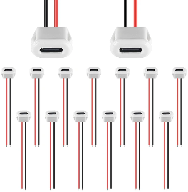 Main image of 15PCS USB C Female Chassis Waterproof 2P Solder Wire USB-C Plug to 2 Pin Bare Wire Open End Connector Type USB C Pigtail Cable Extension Power Cable(White)