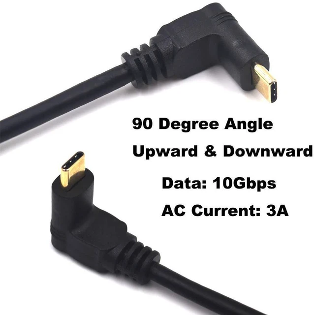 Alt view image 2 of 6 - 2ft USB C to USB C Extension Cable, 90 Degree Angle Up& Down USB Type C Male to Female Sync Charging & Data Transfer Cord, 3A & 10Gbps (Up & Down-2ft)