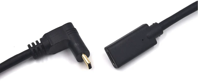 Alt view image 4 of 6 - 2ft USB C to USB C Extension Cable, 90 Degree Angle Up& Down USB Type C Male to Female Sync Charging & Data Transfer Cord, 3A & 10Gbps (Up & Down-2ft)