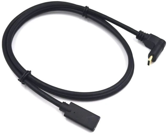 Alt view image 6 of 6 - 2ft USB C to USB C Extension Cable, 90 Degree Angle Up& Down USB Type C Male to Female Sync Charging & Data Transfer Cord, 3A & 10Gbps (Up & Down-2ft)