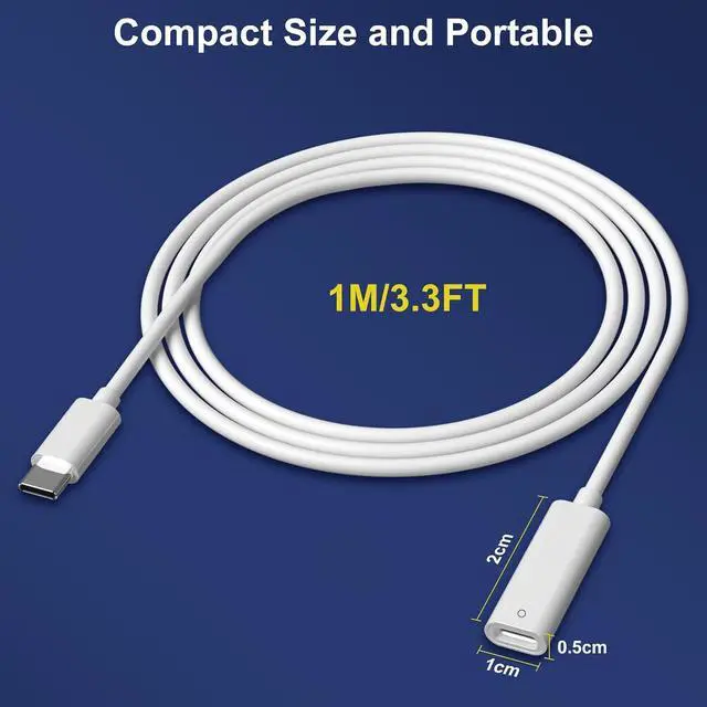 Alt view image 7 of 7 - USB-C Pencil 1st Generation Adapter 3.3 FT Charging Cable for Apple Pencil Pen 1st Gen Match for iPad 10 11 (A16) Bluetooth Pairing Type C Charger Male to Female for Lightning iPencil Connector Cord