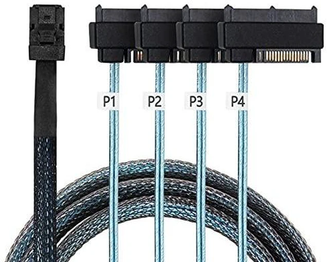 Main image of Internal Mini SAS SFF-8643 Host to 4 SAS 29Pin SFF-8482 Target Disk 6Gbps Data Server Raid Cable 50CM