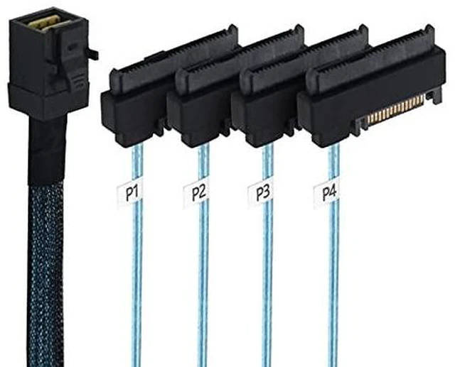 Alt view image 3 of 7 - Internal Mini SAS SFF-8643 Host to 4 SAS 29Pin SFF-8482 Target Disk 6Gbps Data Server Raid Cable 50CM