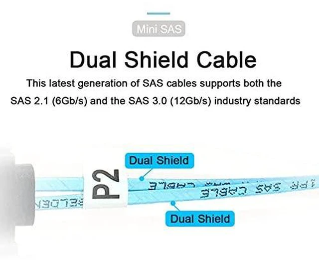 Alt view image 7 of 7 - Internal Mini SAS SFF-8643 Host to 4 SAS 29Pin SFF-8482 Target Disk 6Gbps Data Server Raid Cable 50CM