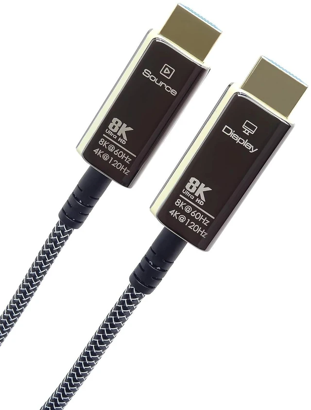Alt view image 2 of 7 - PremiumCord 8K Ultra High Speed HDMI 2.1 Optical Active Fibre Optic Cable 48Gbps HDMI 2.1 3D EDID ARC HDR Resolution 8K@60Hz 4320p 4K@120Hz Gold Plated Length 15m