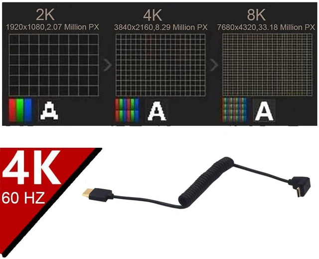 Alt view image 4 of 5 - 4ft HDMI 4K Coiled Cable, Mini HDMI Male to HDMI Male (Up Mini HDMI to HDMI)