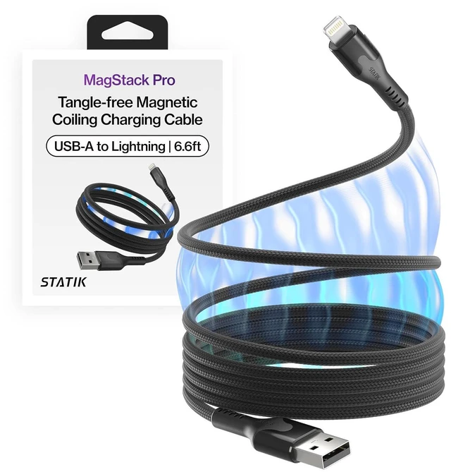 Main image of STATIK MagStack USB A to Lightning Coiling Magnetic Charging Cable, 12W