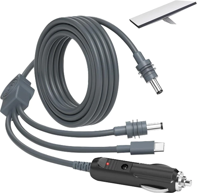 Main image of for Starlink Mini 3 in 1 Power Cable 6m/20ft with USB C Cable, Cigarette Lighter Plug and DC Male Power Cable for Starlink Mini