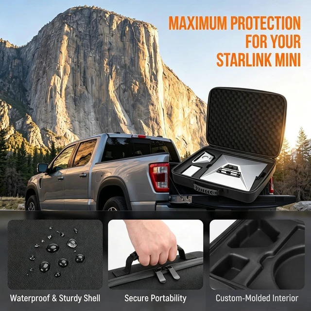 Alt view image 3 of 7 - Starlink Mini Travel Case, Lightweight Carrying Case with Shoulder Strap, Splash-Resistant Star Link Mini Accessories, Shockproof Storage Organizer for RV, Camping, Car Travel