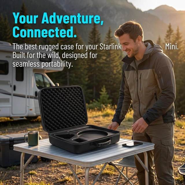 Alt view image 6 of 7 - Starlink Mini Travel Case, Lightweight Carrying Case with Shoulder Strap, Splash-Resistant Star Link Mini Accessories, Shockproof Storage Organizer for RV, Camping, Car Travel