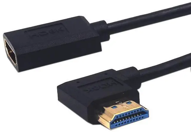 Alt view image 2 of 5 - 4ft HDMI 8k Extender Coiled Cable, 90 Degree Right Angle HDMI 8K Male to HDMI 8k Female Extension Adapter Shield Cable, HDMI 2.1 Version Spiral Spring Cord, 8K@60HZ