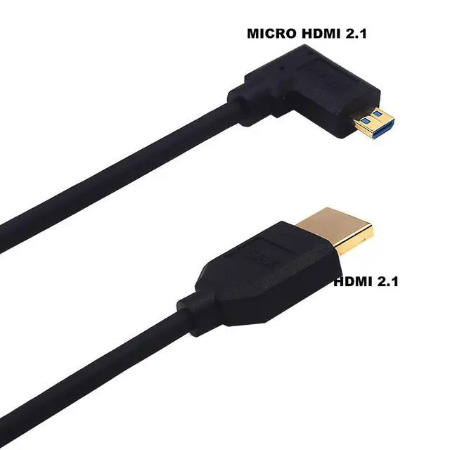 Alt view image 2 of 7 - 4ft HDMI 8K Coiled Cable, 90 Degree Right Angle Micro HDMI 8K Male to HDMI 8K Male Adapter Shield Cable, Micro HDMI 2.1 to HDMI 2.1 Version Spiral Spring Cord, 8K@60HZ