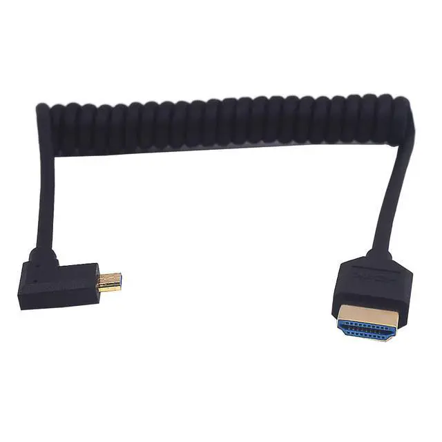 Alt view image 6 of 7 - 4ft HDMI 8K Coiled Cable, 90 Degree Right Angle Micro HDMI 8K Male to HDMI 8K Male Adapter Shield Cable, Micro HDMI 2.1 to HDMI 2.1 Version Spiral Spring Cord, 8K@60HZ