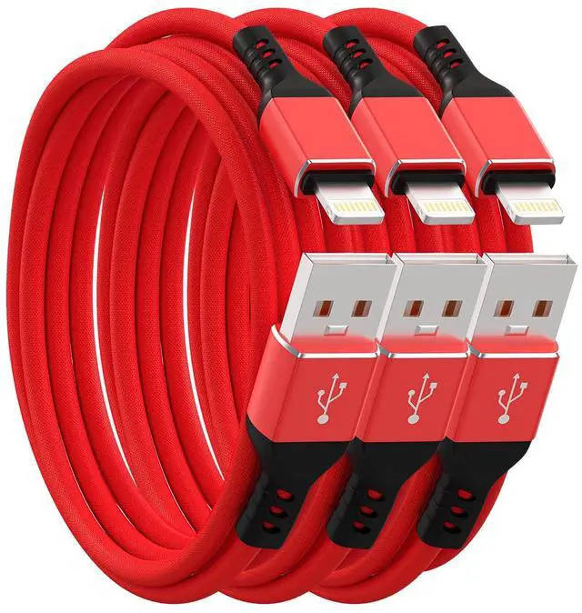 Main image of Ironten iPhone Charger Cable, Apple MFi Certified 3 Pack 6 FT Red Long Lightning Fast Charging High Speed Data Sync USB Cable Compatible iPhone 14 13 12 11 Pro Max Plus XS MAX XR XS X 8 7 Plus