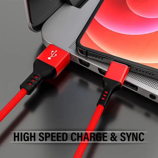 Alt view image 5 of 7 - Ironten iPhone Charger Cable, Apple MFi Certified 3 Pack 6 FT Red Long Lightning Fast Charging High Speed Data Sync USB Cable Compatible iPhone 14 13 12 11 Pro Max Plus XS MAX XR XS X 8 7 Plus