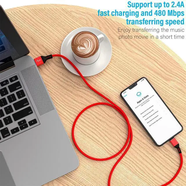 Alt view image 6 of 7 - Ironten iPhone Charger Cable, Apple MFi Certified 3 Pack 6 FT Red Long Lightning Fast Charging High Speed Data Sync USB Cable Compatible iPhone 14 13 12 11 Pro Max Plus XS MAX XR XS X 8 7 Plus