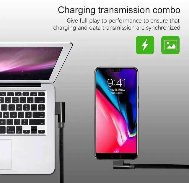 Alt view image 4 of 6 - Micro USB Charging Cable, 2-Pack (10 ft) 90 Degree Right Angle Cable Braided Nylon Quick Sync and Charging Cable Compatible with Android USB Micro Smartphones and More Grey