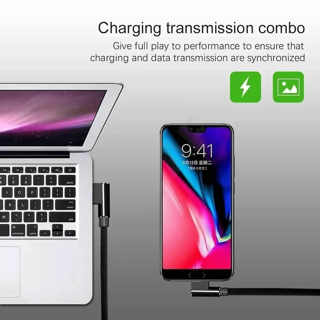 Alt view image 4 of 6 - Micro USB Charging Cable, 2-Pack (10 ft) 90 Degree Right Angle Cable Braided Nylon Quick Sync and Charging Cable Compatible with Android USB Micro Smartphones and More Green