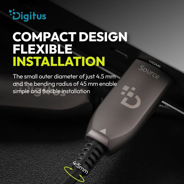 Alt view image 4 of 7 - ASSMANN Digitus HDMI AOC Hybrid Fibre Optic Cable UHD 8K Type A Male/Male 15 m