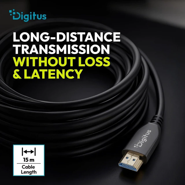 Alt view image 5 of 7 - ASSMANN Digitus HDMI AOC Hybrid Fibre Optic Cable UHD 8K Type A Male/Male 15 m