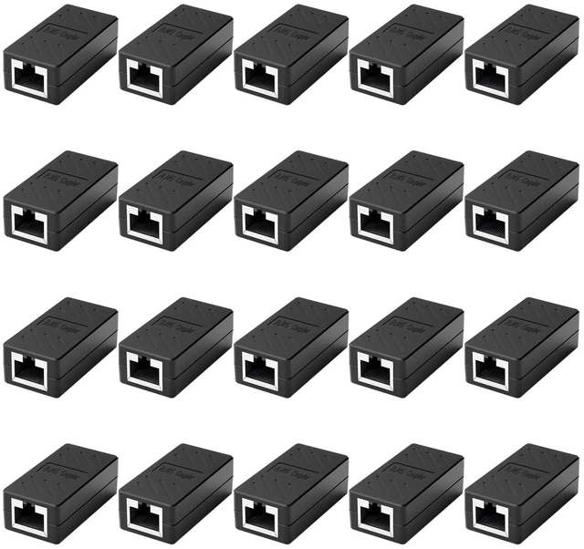 Main image of RJ45 Inline Coupler,RJ45 Coupler, Network Coupler, for Cat7/Cat6/Cat5e/cat5 Ethernet Cable Extender Connector - Female to Female, Black 20 Pack