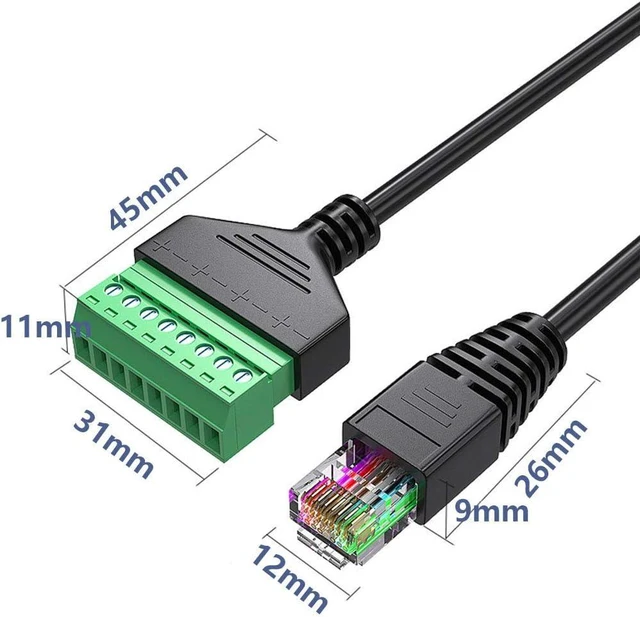 Alt view image 3 of 7 - 5Pcs RJ45 Male to 8 Pins Screw Terminal Block Adapter for Cat7 Cat6 Cat5 Ethernet Extender CCTV Digital Internet,RJ45 Male Plug to 8pins Terminal Ethernet Connector