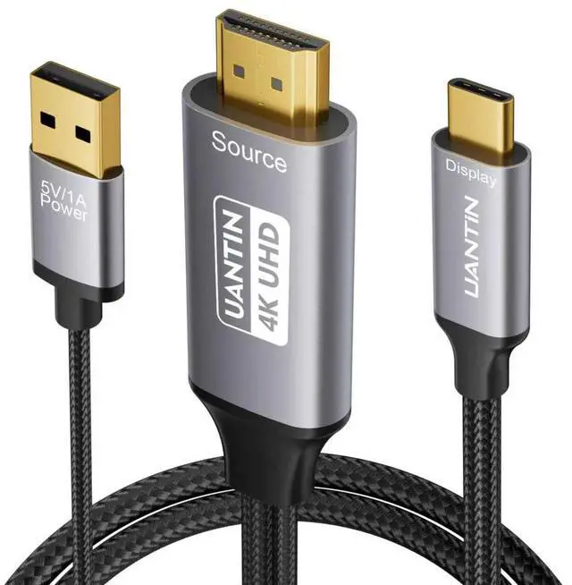 Main image of UANTIN 4K HDMI to USB C Cable Adapter with USB Power (Not Charging for Device) Uni-Directional HDMl Source to Type-C Screen Cord for XR/AR Glasses,PS5,Portable Monitors