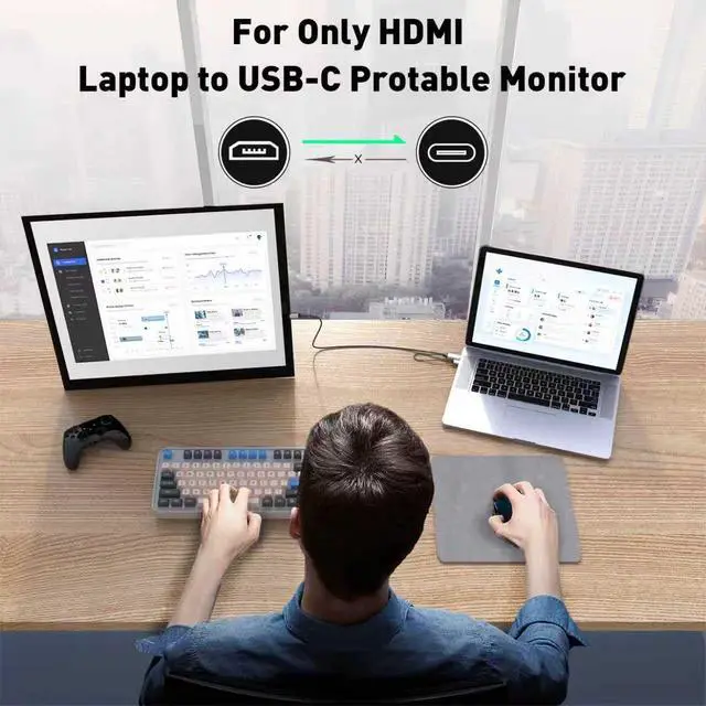 Alt view image 3 of 7 - UANTIN 4K HDMI to USB C Cable Adapter with USB Power (Not Charging for Device) Uni-Directional HDMl Source to Type-C Screen Cord for XR/AR Glasses,PS5,Portable Monitors